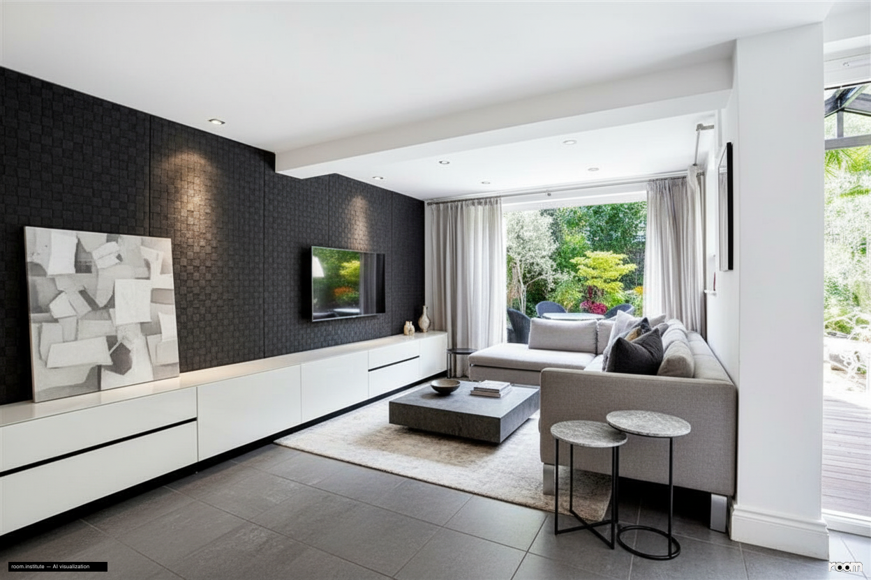 Crescent Lane, Clapham Living Room — Grey Glimmer design direction