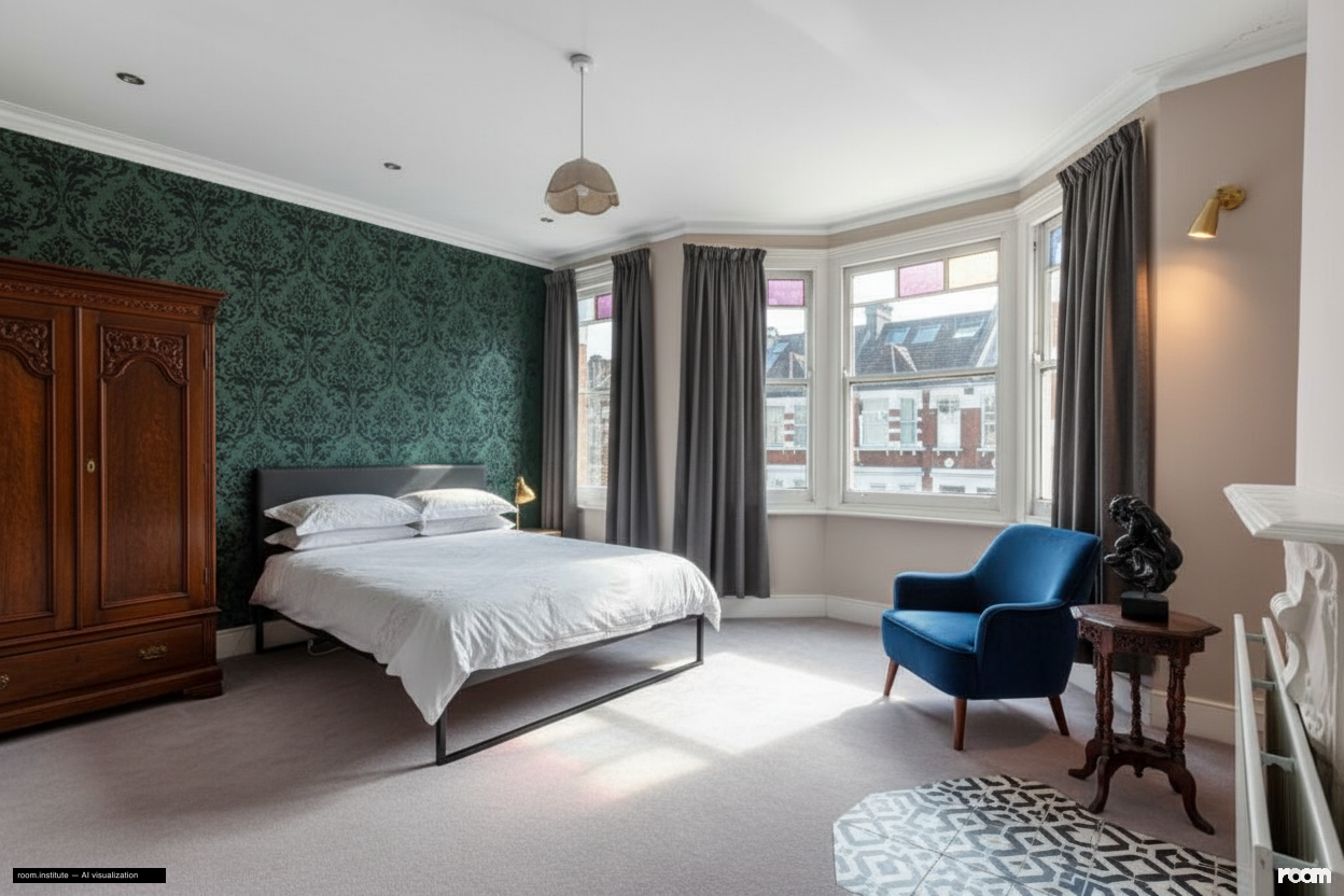 Whellock Road, Bedford Park, Chiswick Bedroom — Velvet & Wainscot design direction