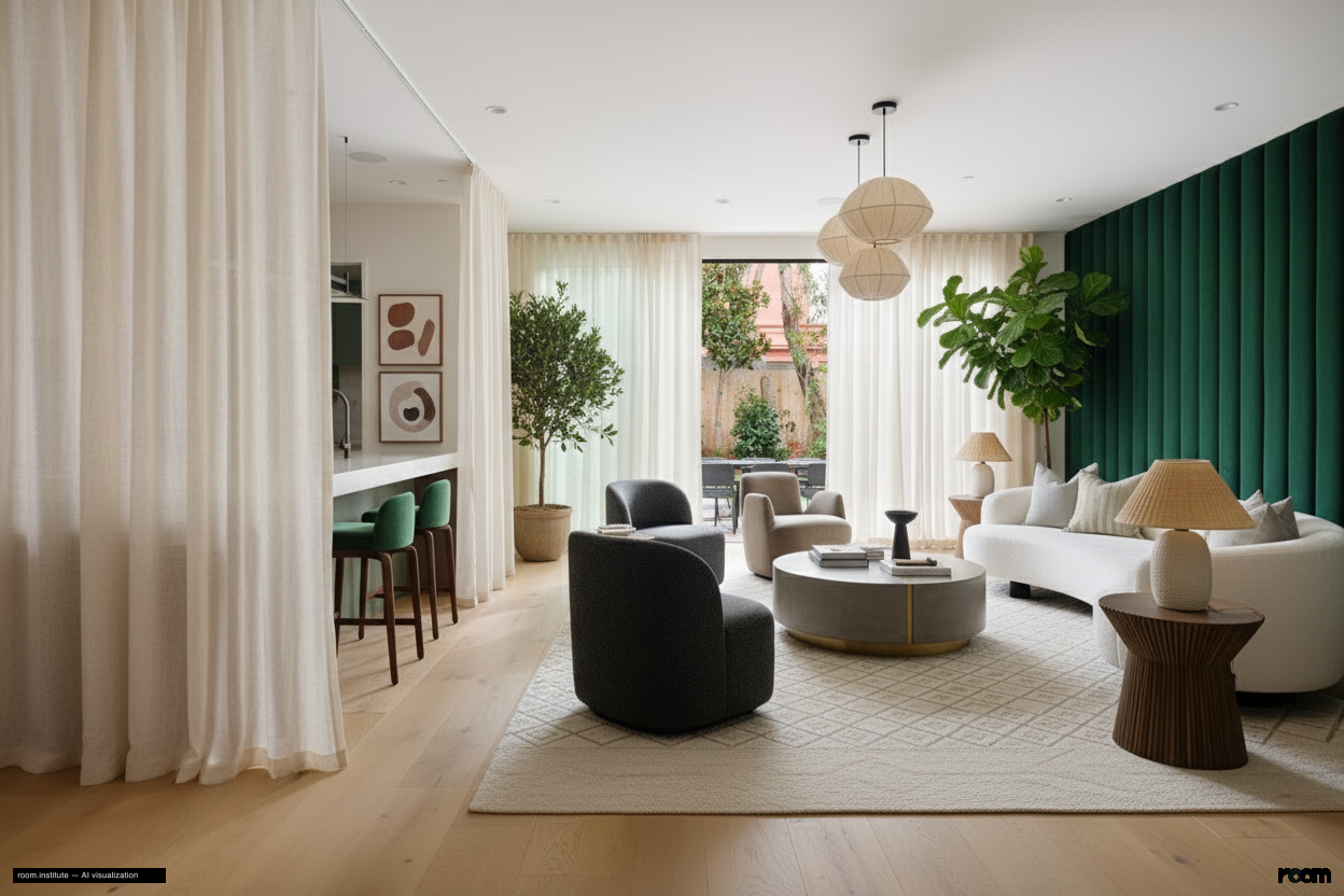 10 5th Ave Living Room — Woven Architectures design direction