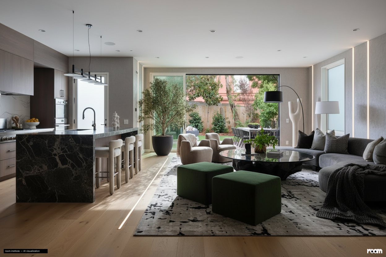 10 5th Ave Living Room — Light Flux design direction