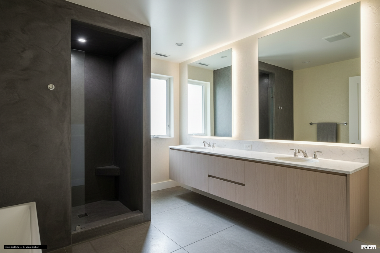 2070 Bush St Bathroom — Deep & Open design direction